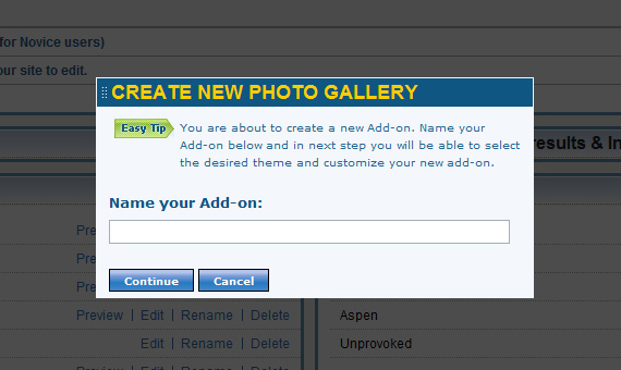 Create galleries and manage them